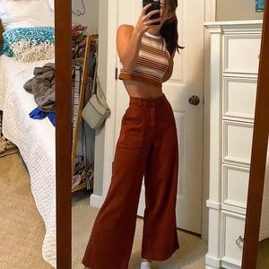 Rustic color wide leg pants